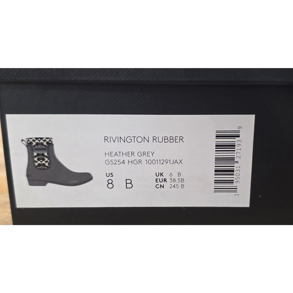 COACH Rivington Women’s 8 Rain Boots Heather Grey Signature Knit Logo Boots NEW - Picture 3 of 10